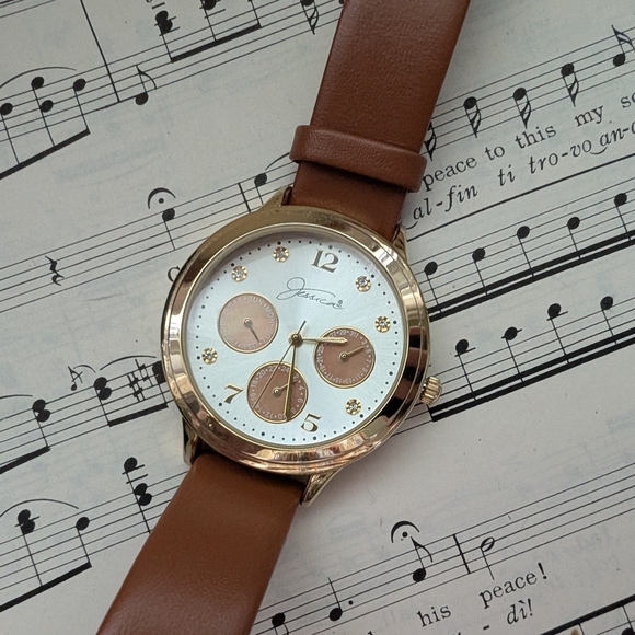 Jessica Accessories - Brown Leather Strap Quartz Watch